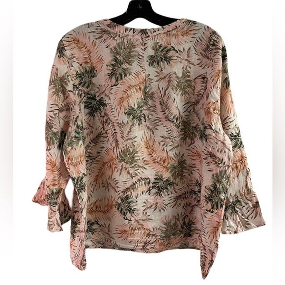 J Jill Love Linen Pink Floral Tropical Top Size LP - Picture 2 of 5
